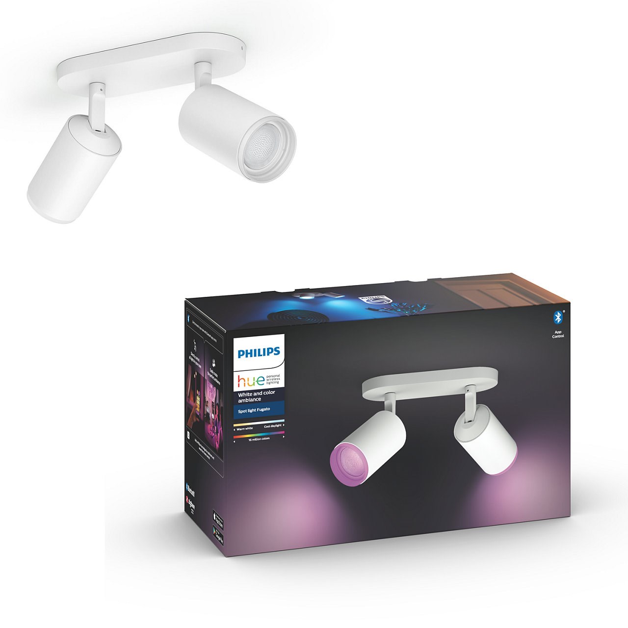 Philips Hue Fugato WCA BT Dobbelt spot i hvid