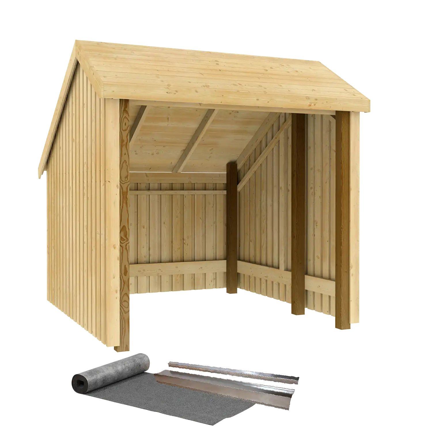 Plus 1-modul cykelskur åben 5,7 m2 inkl. tagpap/alulister