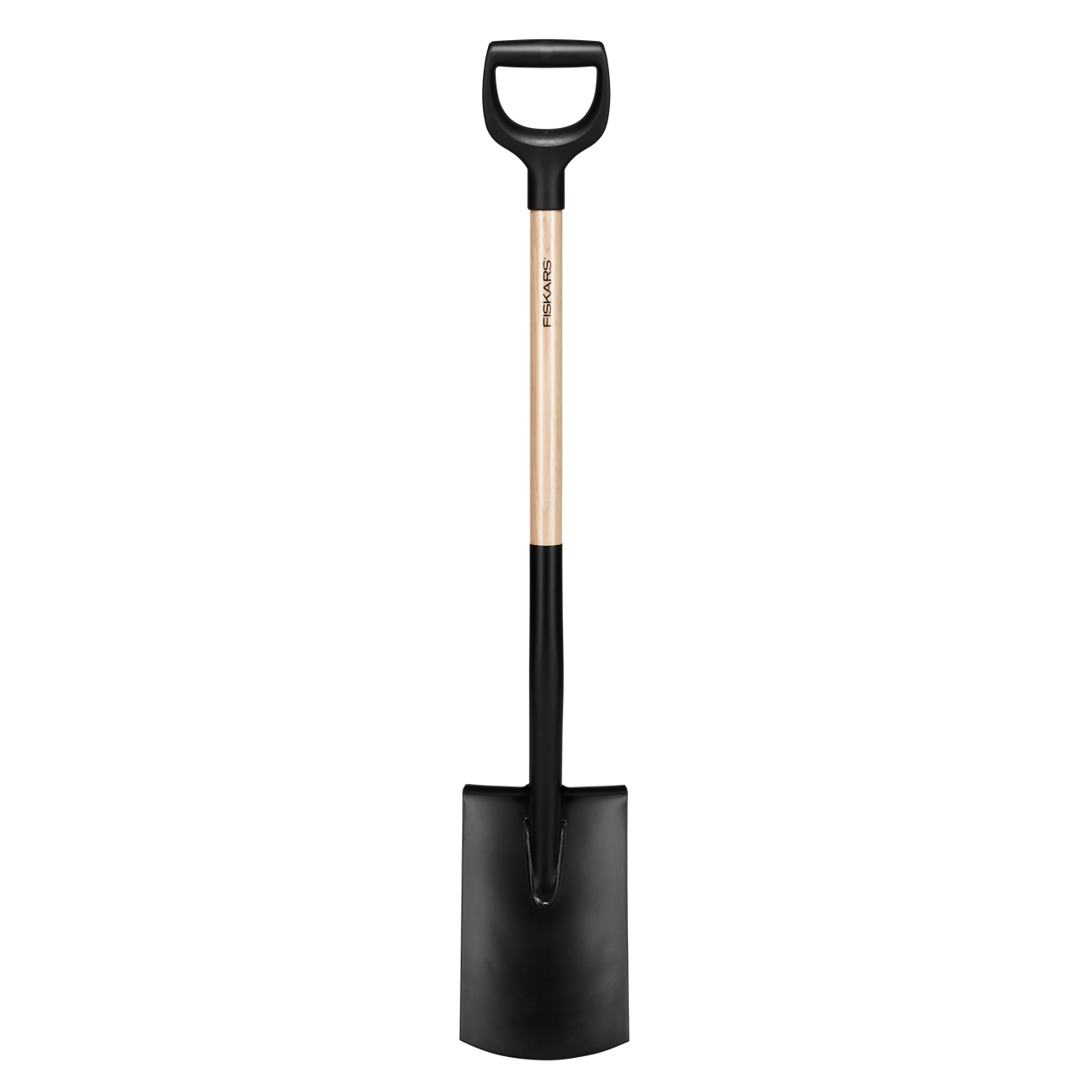 Fiskars Solid Spade med træskaft, afrundet blad