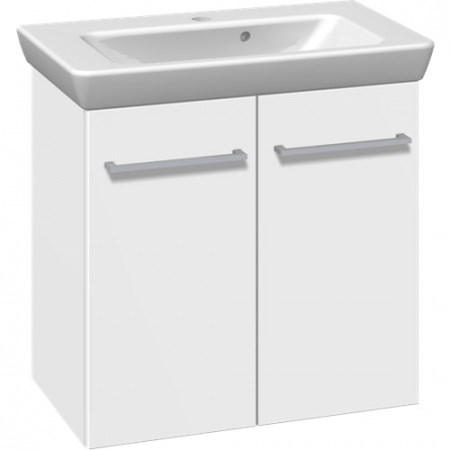 Scanbad Multo+ Badeværelsesmøbel 65 cm med Lotto porcelænsvask og låger i hvid mat