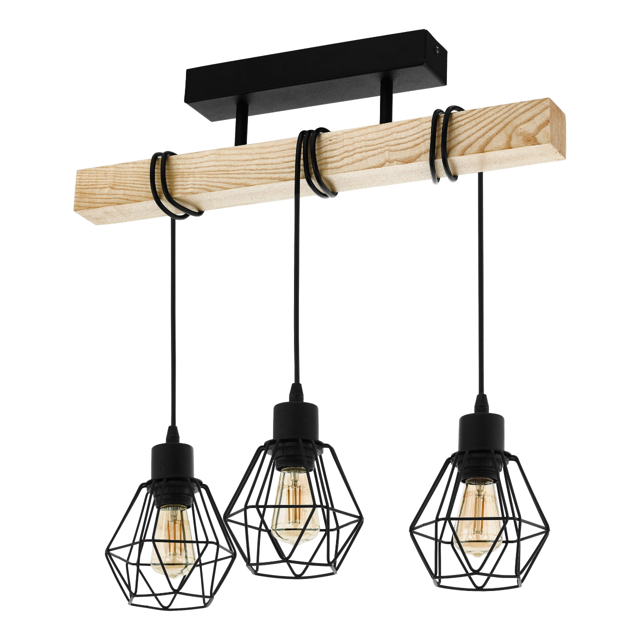 EGLO Townshend 3 Loftlampe i stål/træ