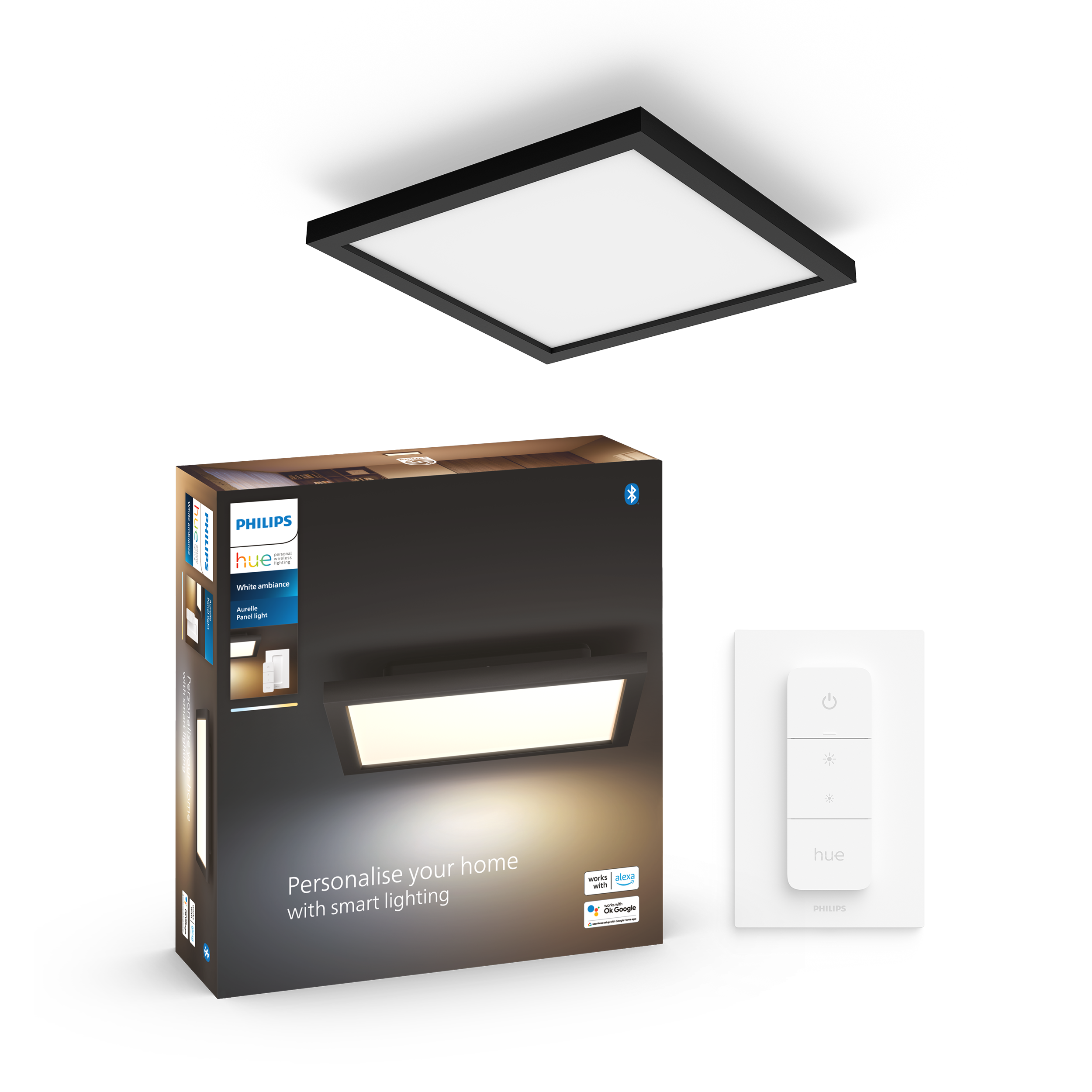 Philips Hue Aurelle Square WA BT Loftlampe 30x30 i sort