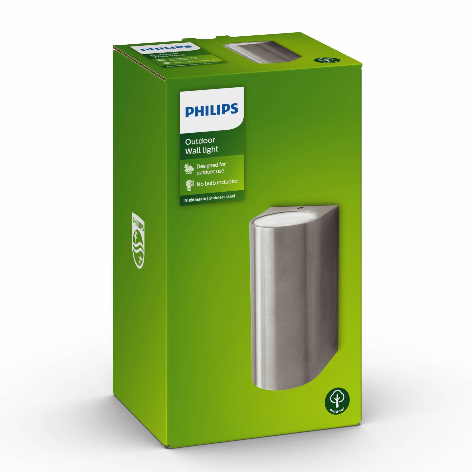 Philips myGarden Nightingale udendørs væglampe i inox - 1710247PN