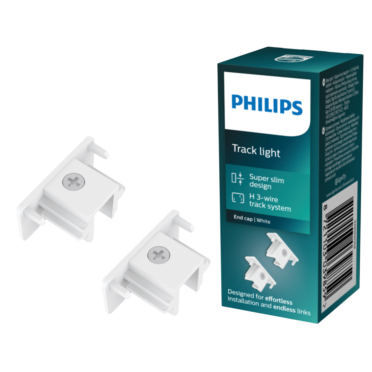 Philips EasyLink Endestykke i hvid - 2 stk