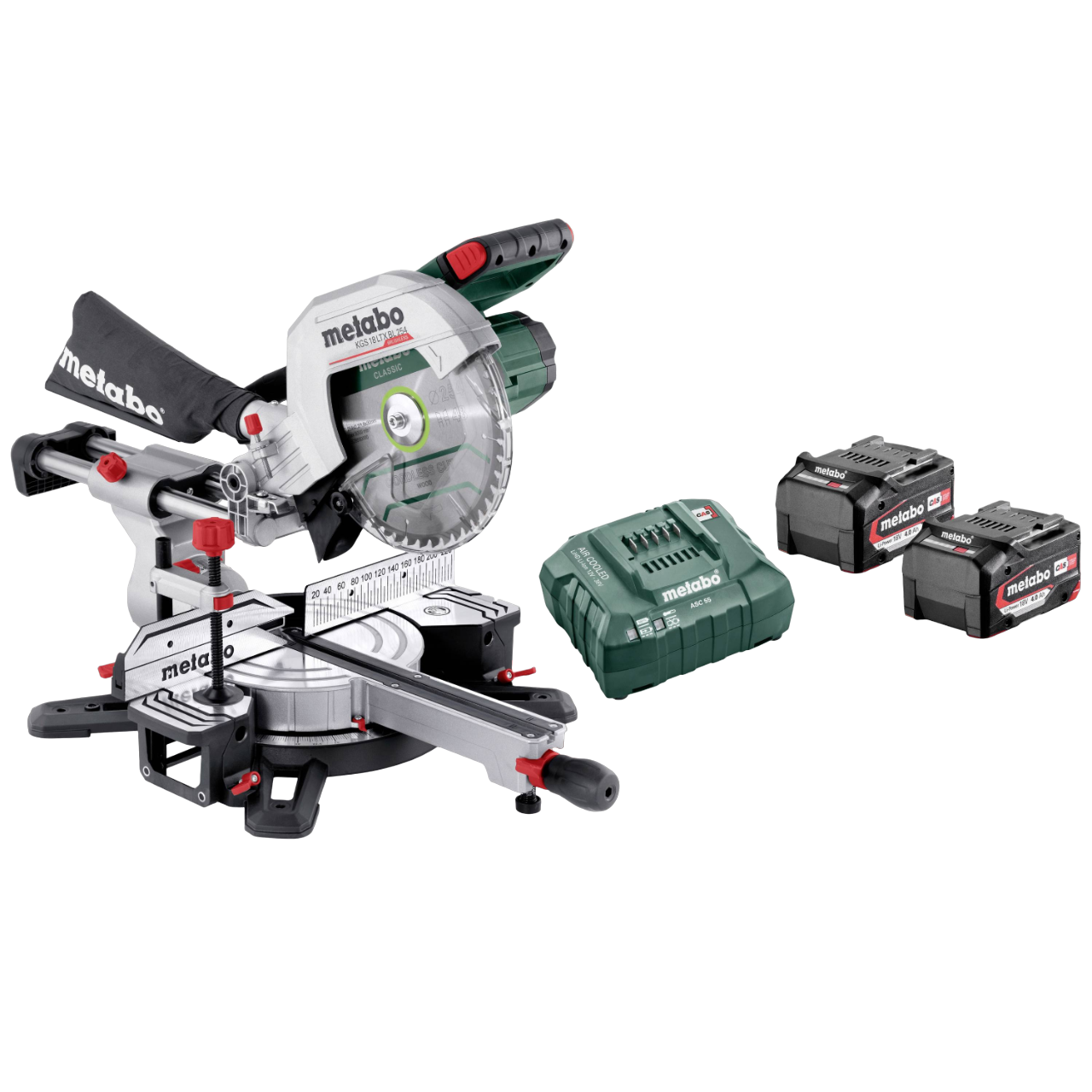 Metabo KGS 18 LTX BL 254 Kap-/geringssav med 4,0Ah batteri og lader