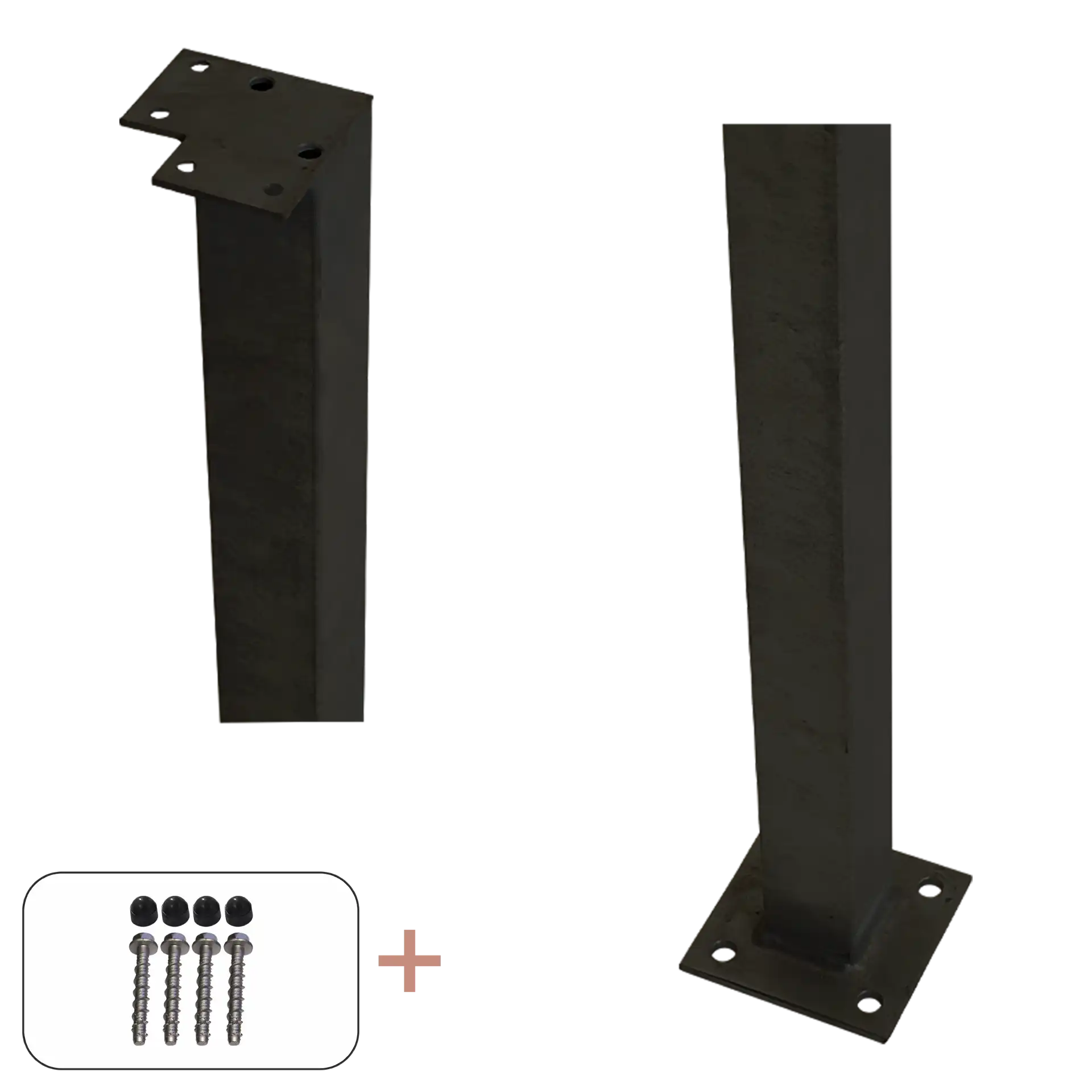 Plus Stålstolpe m/fod til håndliste inkl. bolte hjørnestolpe i sort 4,5×4,5×103,3 cm