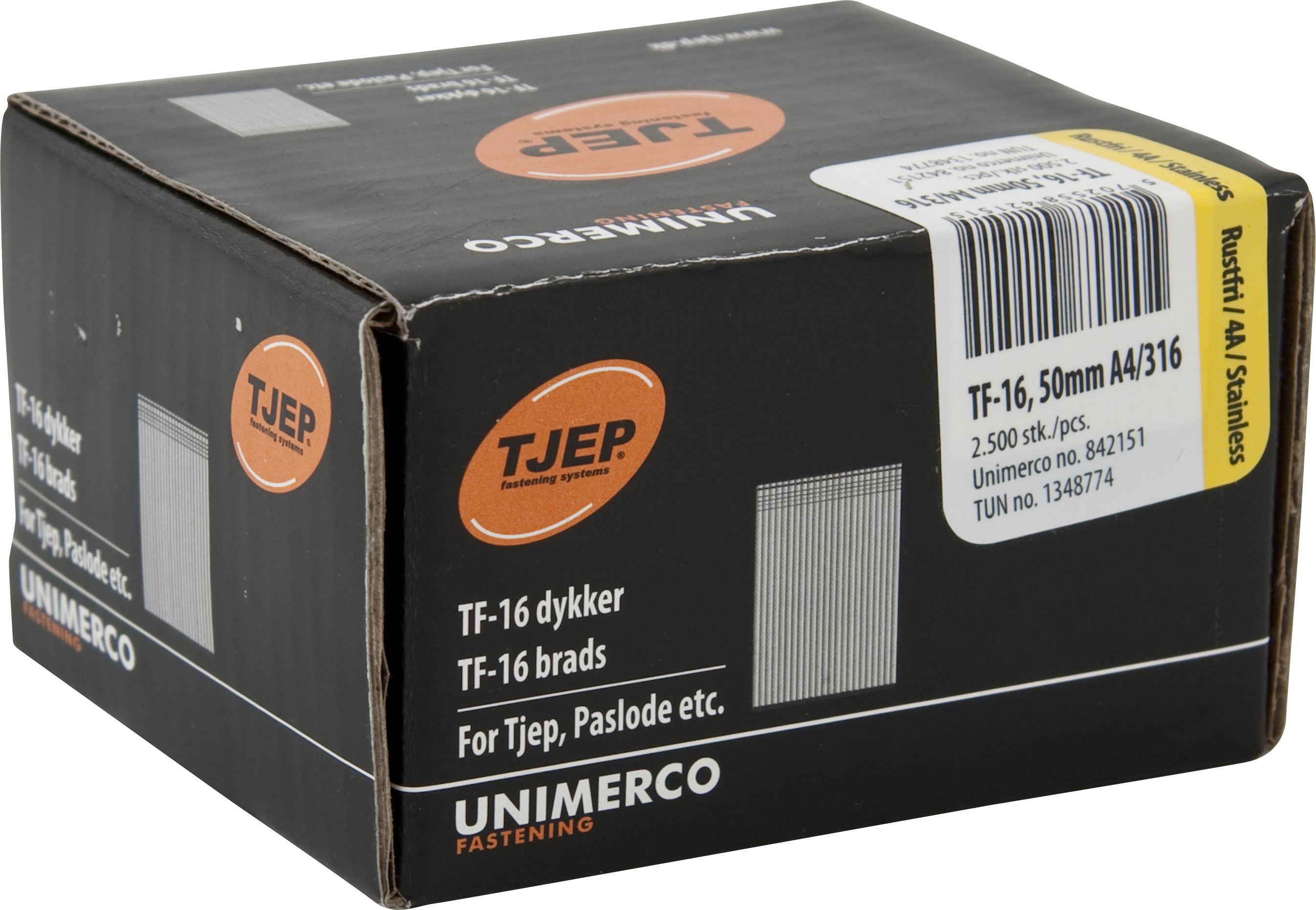Tjep TF-16 Dykker 1,6x50mm rustfri stål A4 - 2500 stk.