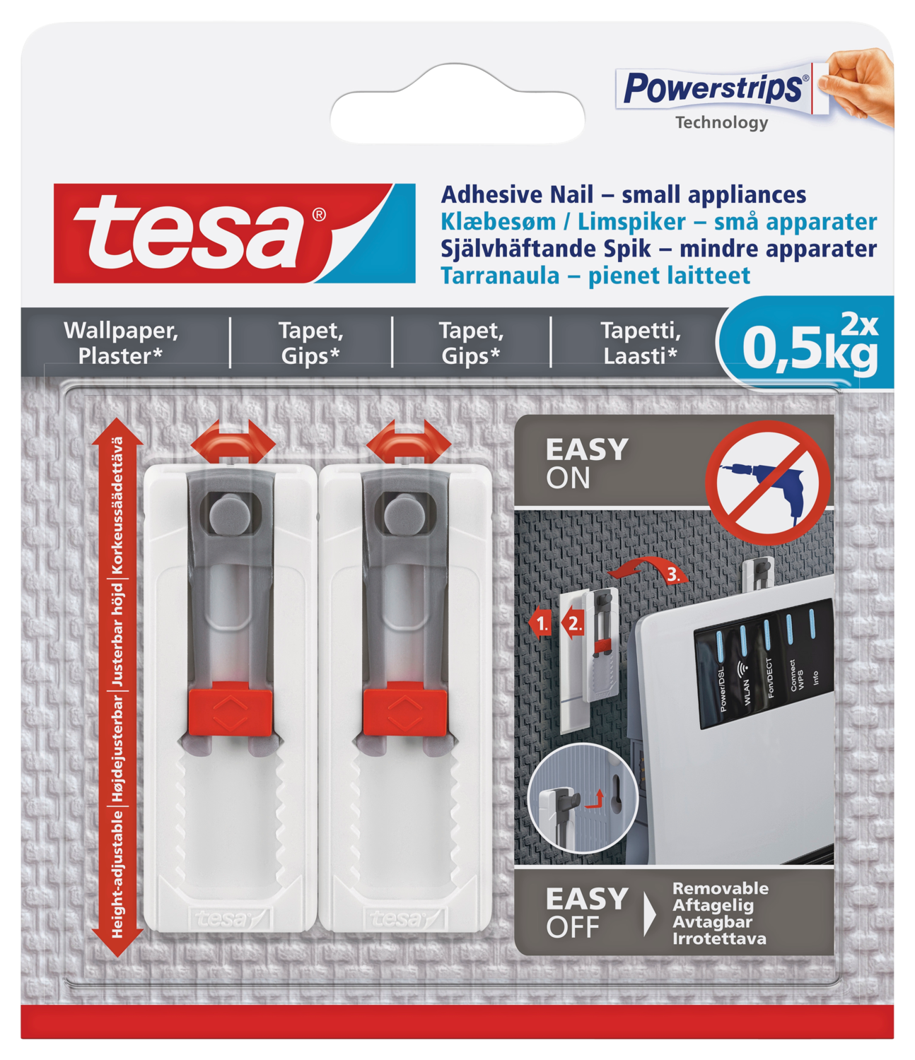 Tesa Klæbesøm X 2 Tsms Til Små Apparater 0,5Kg