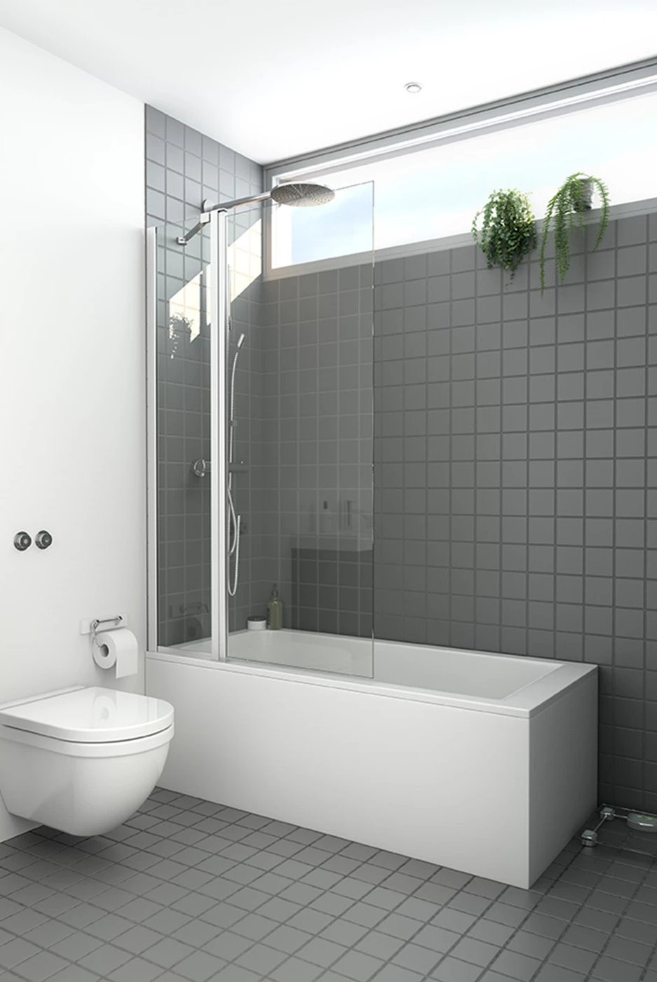 Scanbad Badekarsdør m/sidepanel H:155*95-97 cm satin/klar