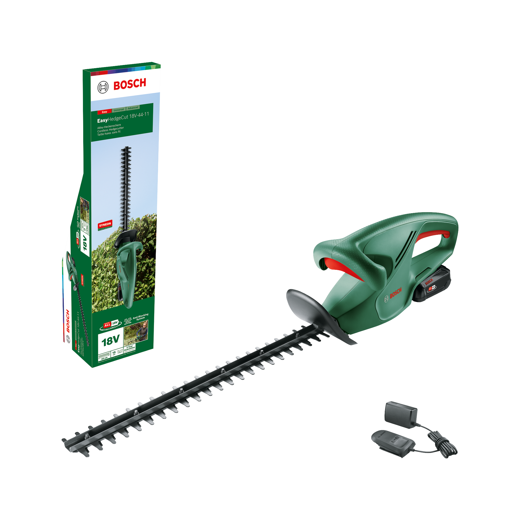 Bosch EasyHedgeCut 18V-44-11 Hækkeklipper med 2,0Ah batteri og lader
