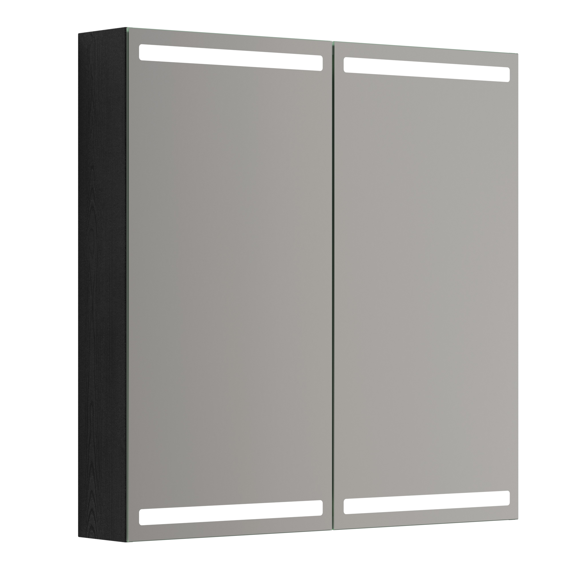 Scanbad Luna Level Spejlskab 80x80 cm m/2 låger - sort eg