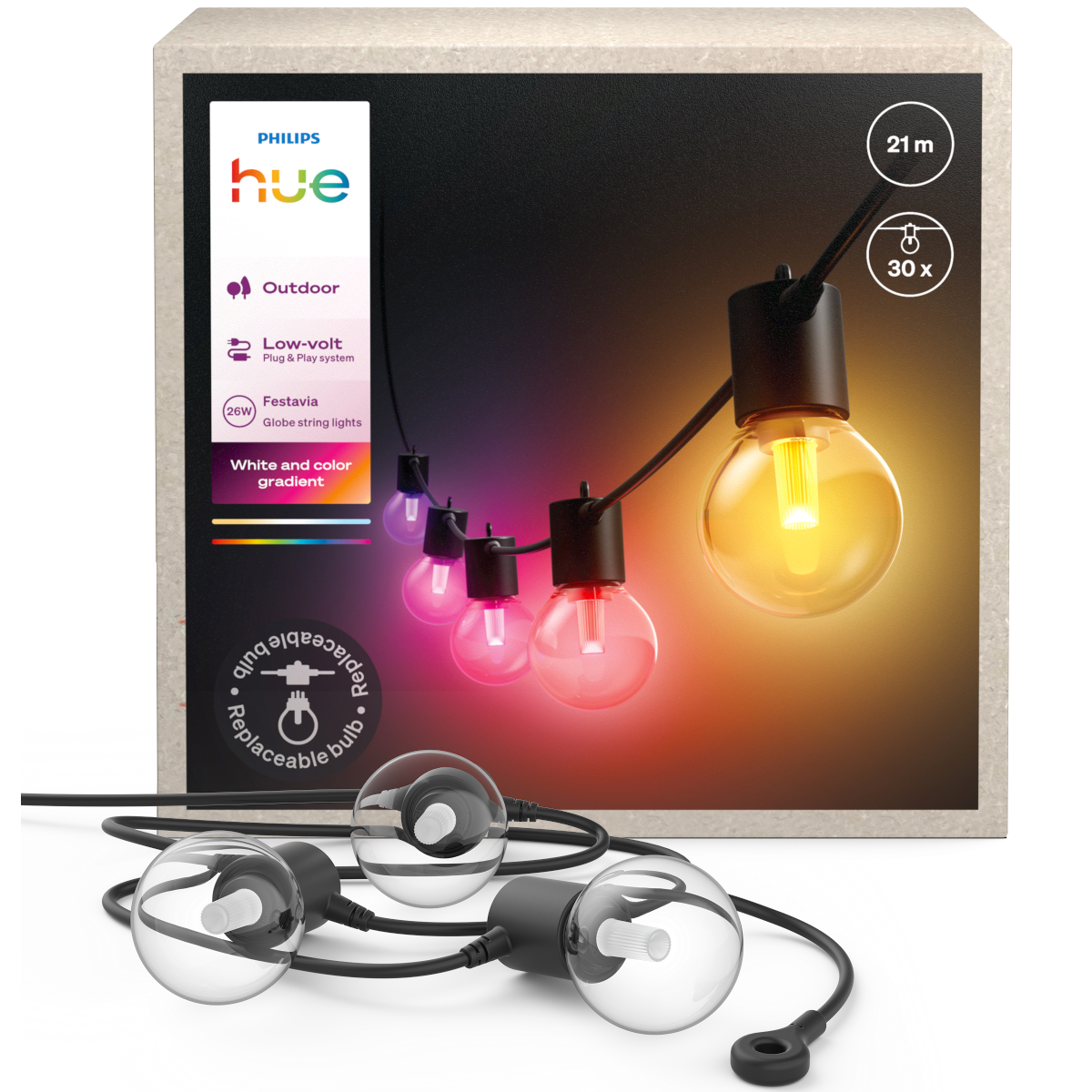 Philips Hue Festavia globe string 21m med 30 pærer