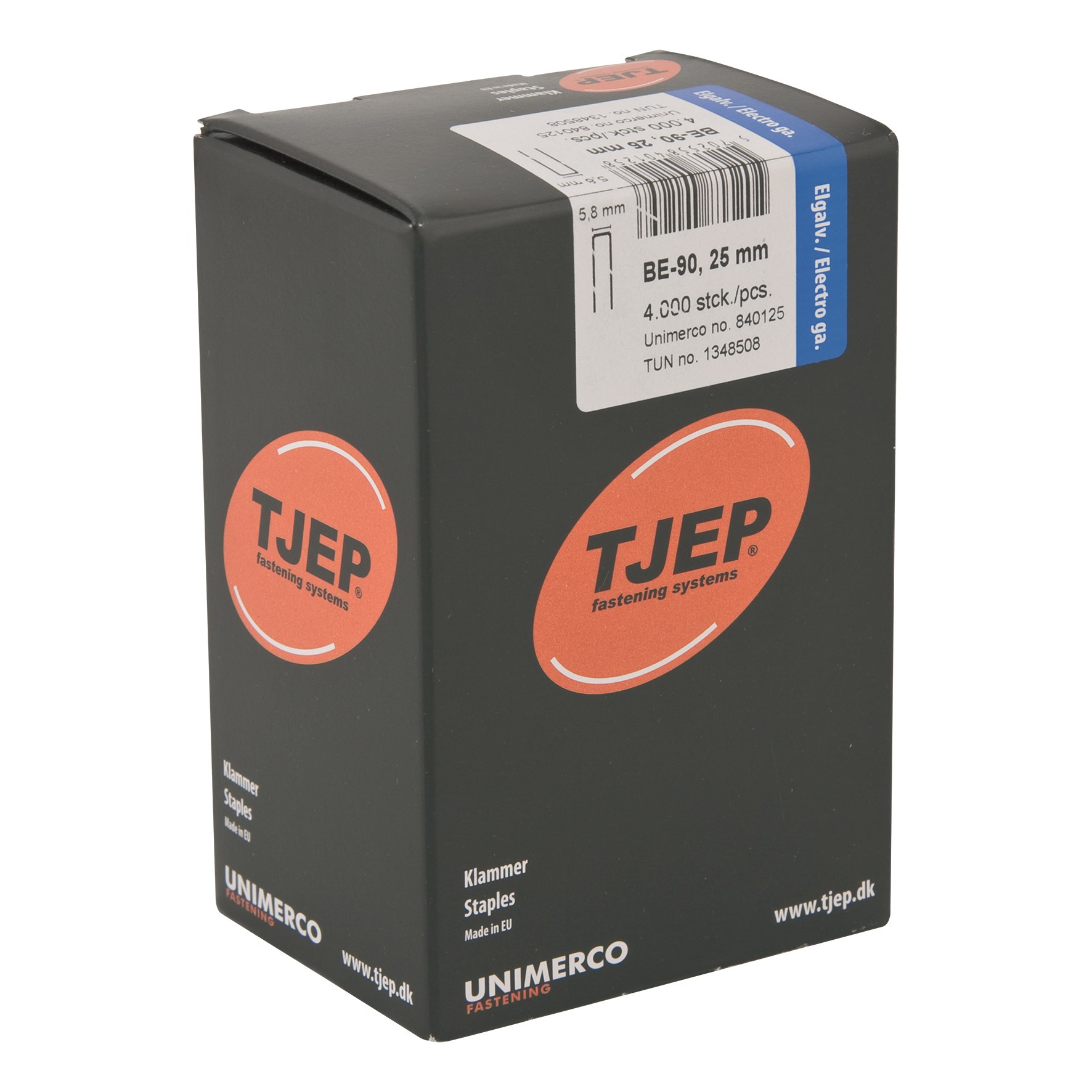 TJEP BE-90 Klammer 25 mm med lim - 4000 stk.