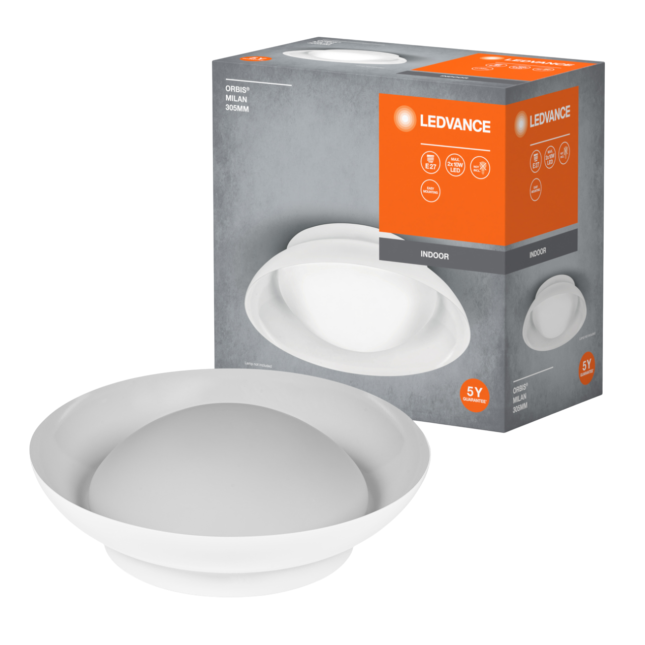 LEDVANCE Orbis Milan 305 mm 2XE27 Loftlampe i hvid