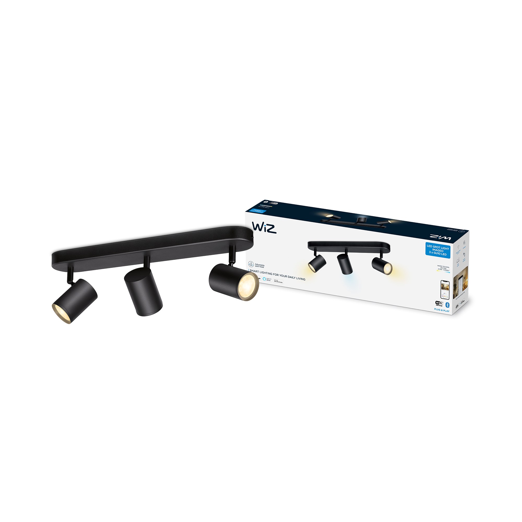 WiZ Imageo Tunable White triple spot i sort