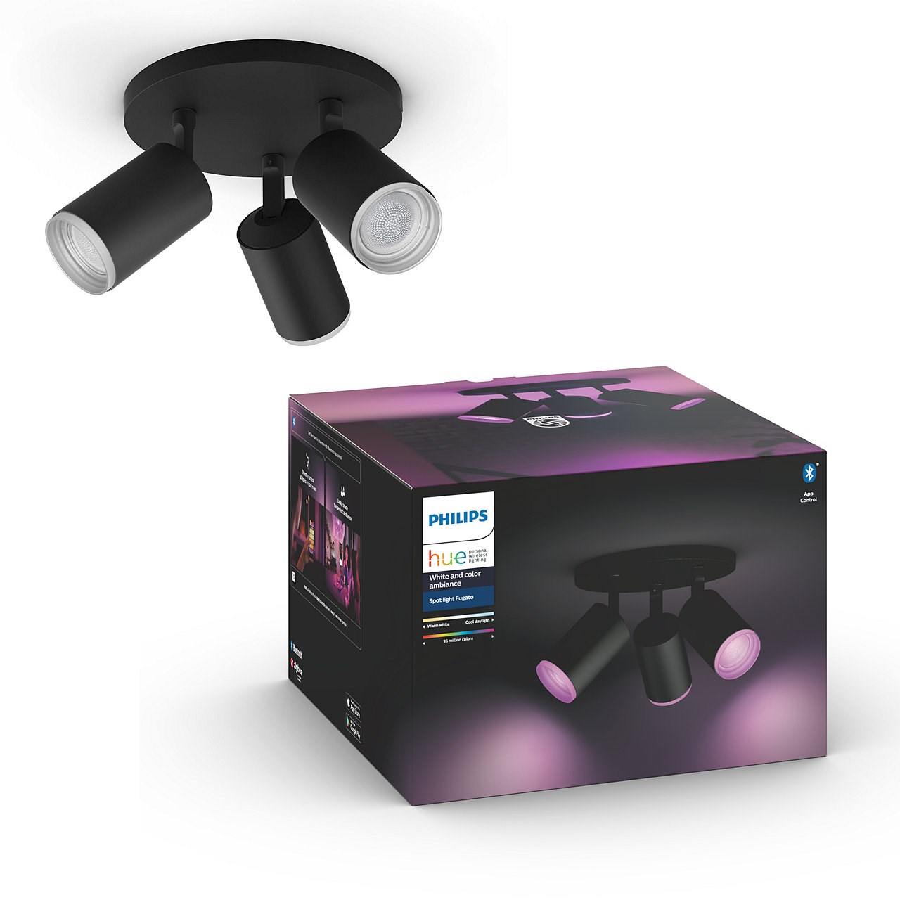Philips Hue Fugato WCA BT Triple spot i sort