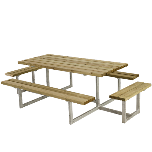 Plus Basic Bord/Bænkesæt m/2 påbygninger - 260 cm - Trykimprægneret