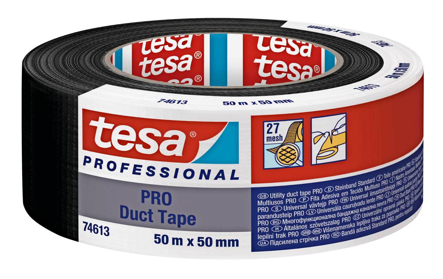 Tesa Lærredstape Duct Tape Pro Sort 50Mx50Mm