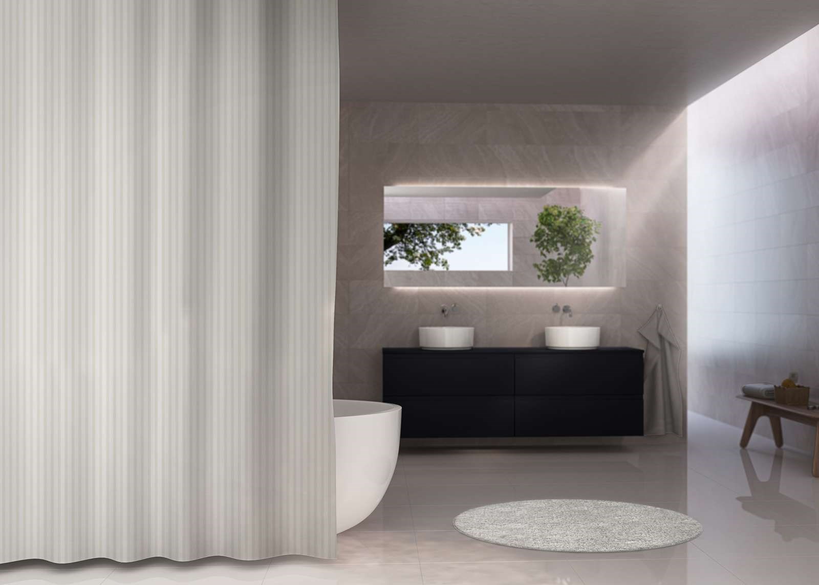 Debel Victoria Badeforhæng i hvid 180 x 200 cm