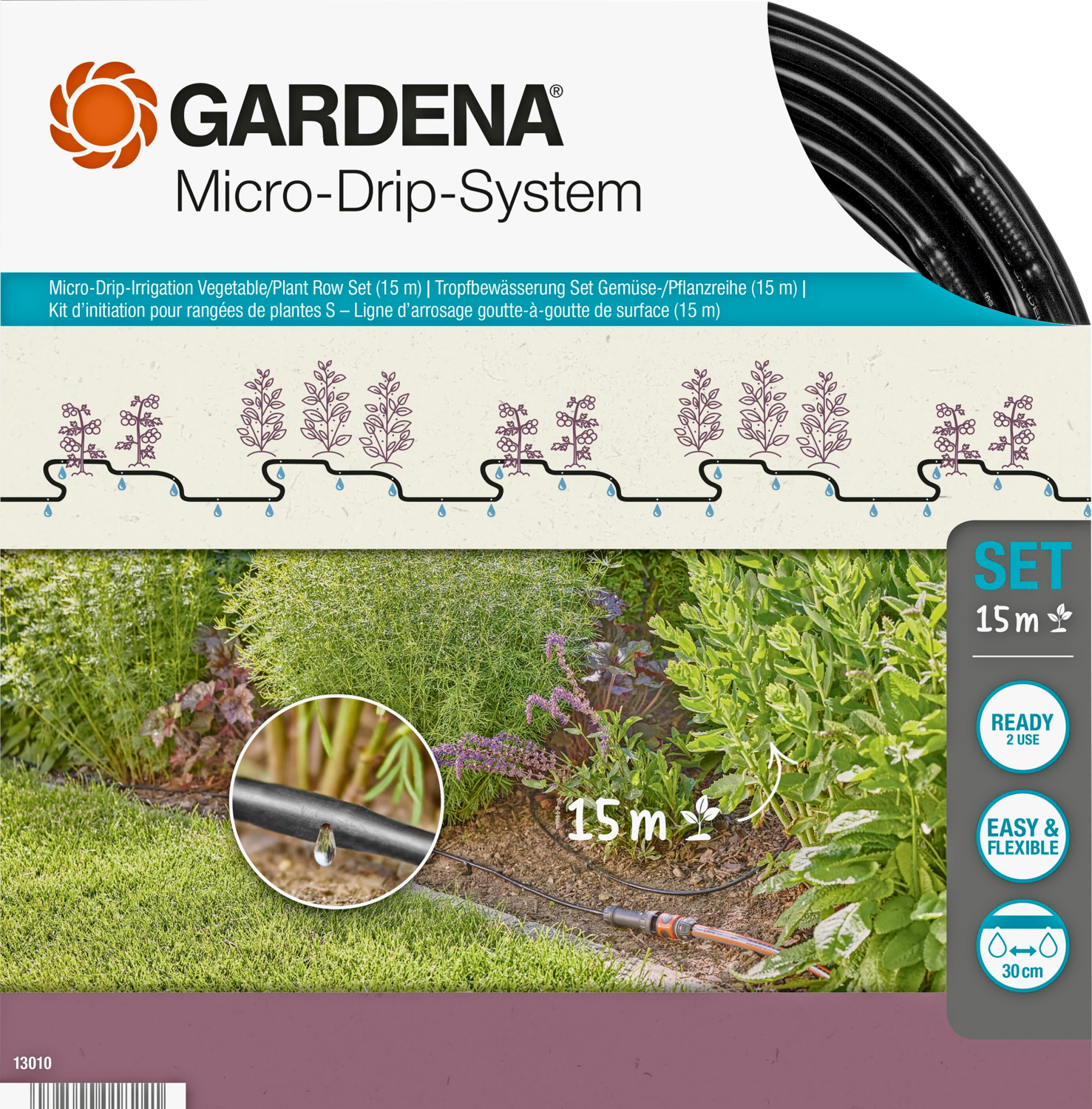 Gardena Micro-Drip-System Startsæt S til planterækker 15 meter - 13010-20