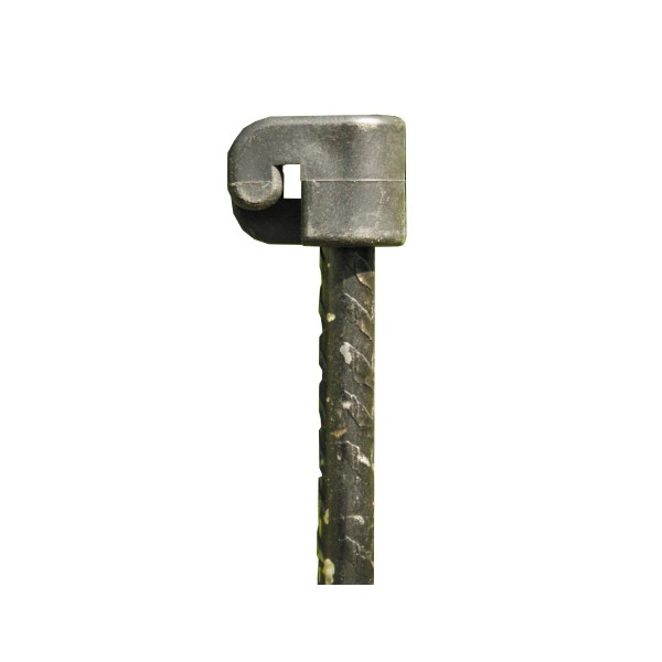 Hegnspæl med isolator med krog - sort 10 mm