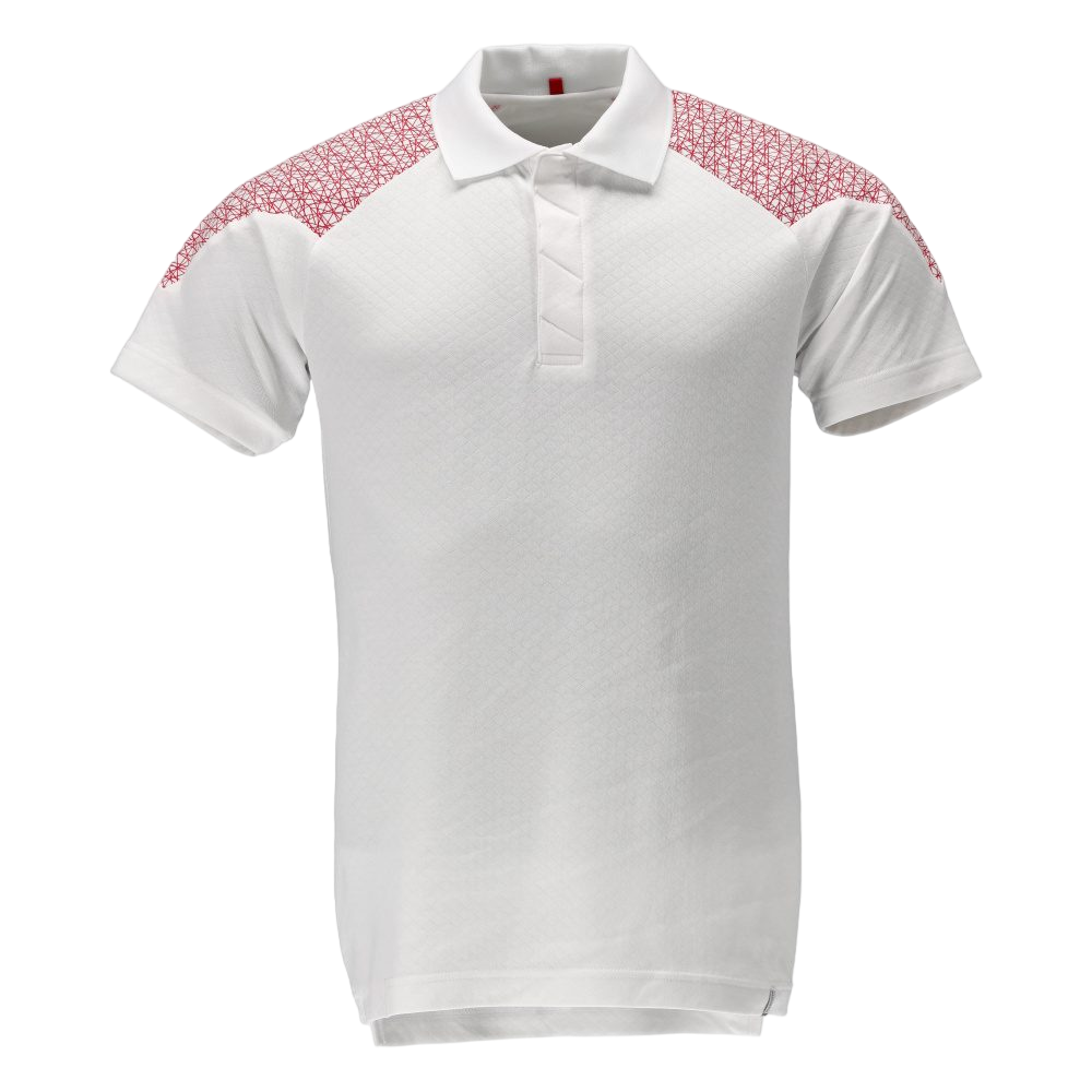 Mascot Food & Care Poloshirt i hvid/signalrød - Str. 3XL