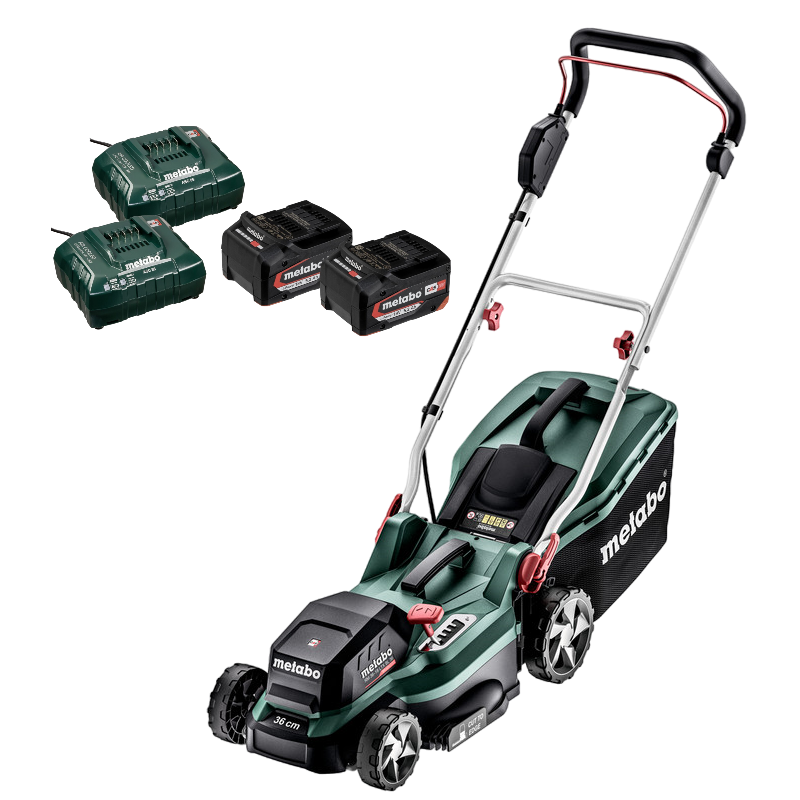 Metabo RM 36-18 LTX BL 36 Plæneklipper med 2 stk. 5,2Ah batteri og lader