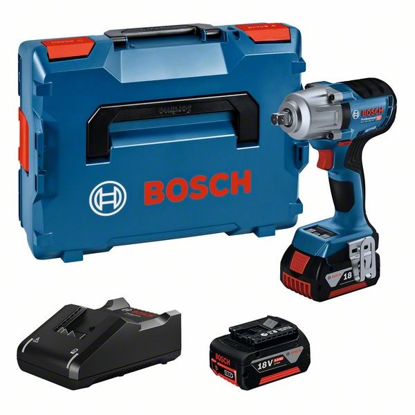 Bosch Professional GDS 18V-450 PC Slagnøgle med 2 stk. 5,0Ah batteri, lader og L-BOXX