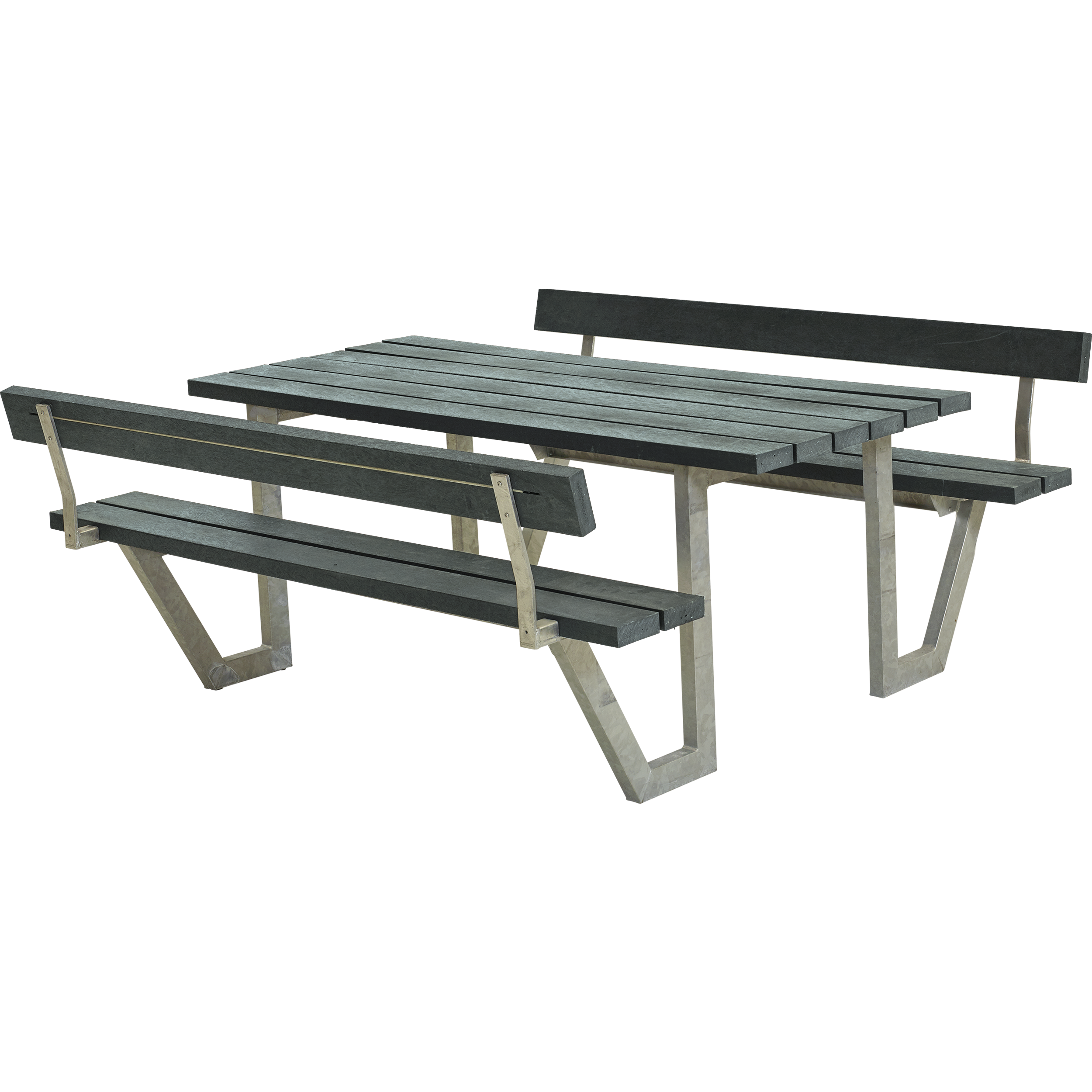 Plus Wega Bord/Bænkesæt m/2 ryglæn 177 cm - Grå ReTex