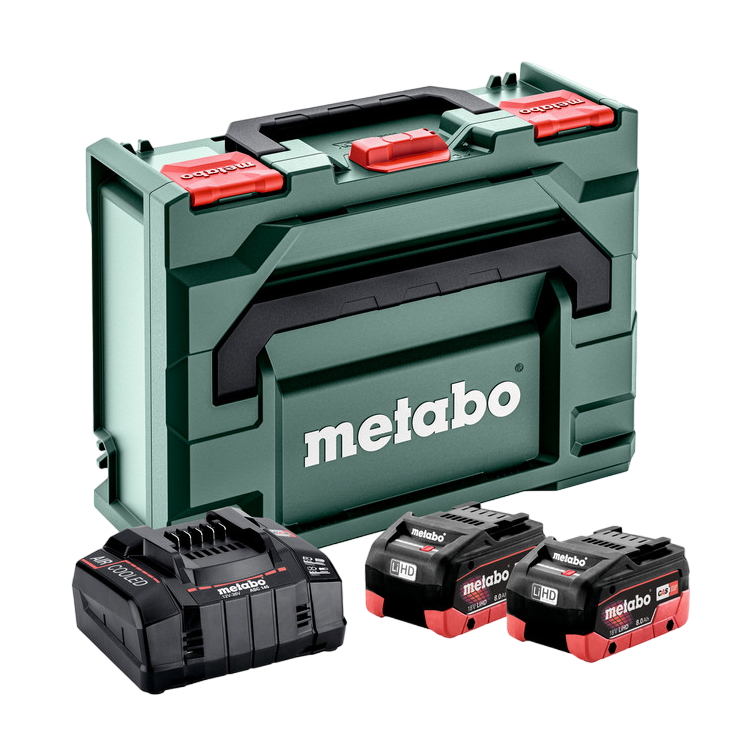 Metabo CAS 18V Startsæt med 2 stk. 8,0Ah LiHD batteri, lader og metaBOX 145