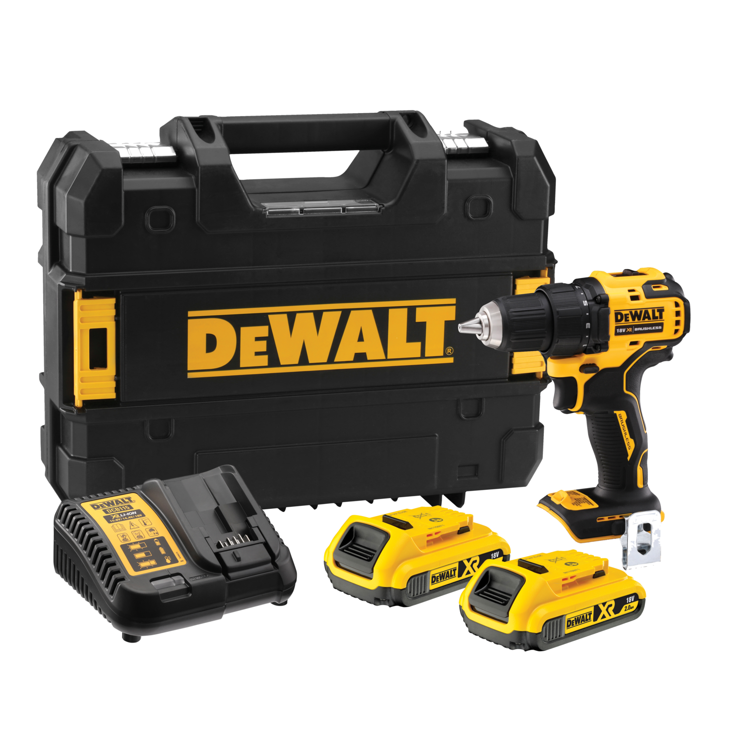DeWALT DCD708 Bore-skruemaskinen med 2 stk 2,0 ah batterier