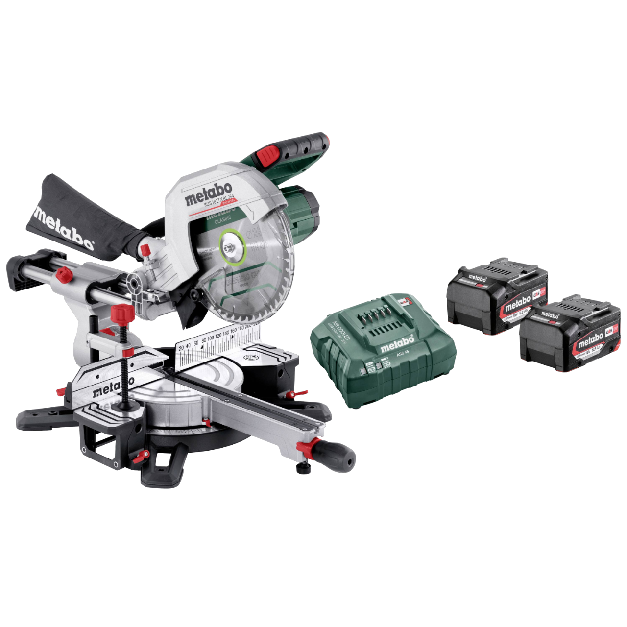 Metabo KGS 18 LTX BL 254 Kap-/geringssav med 2 stk. 5,2Ah batteri og lader