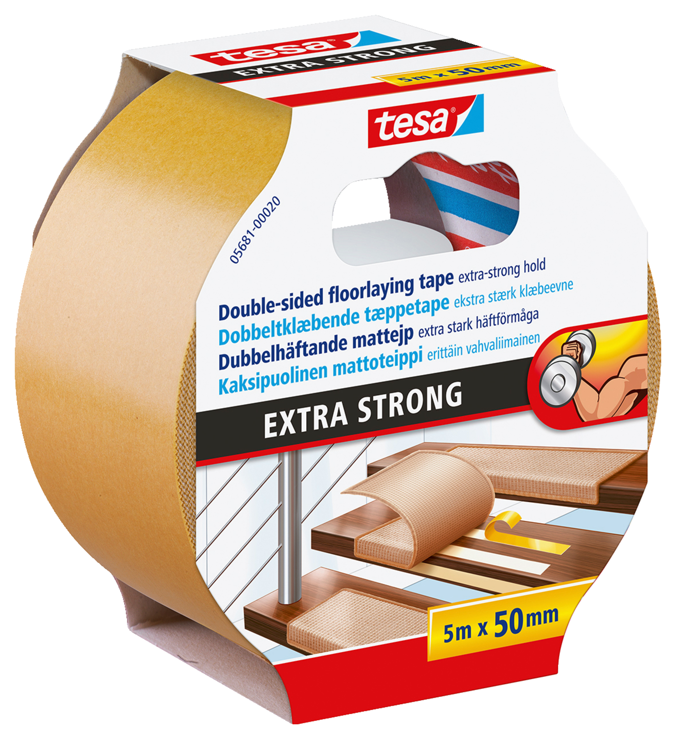 Tesa Tæppetape Ekstra Stærk Brun 5Mx50Mm
