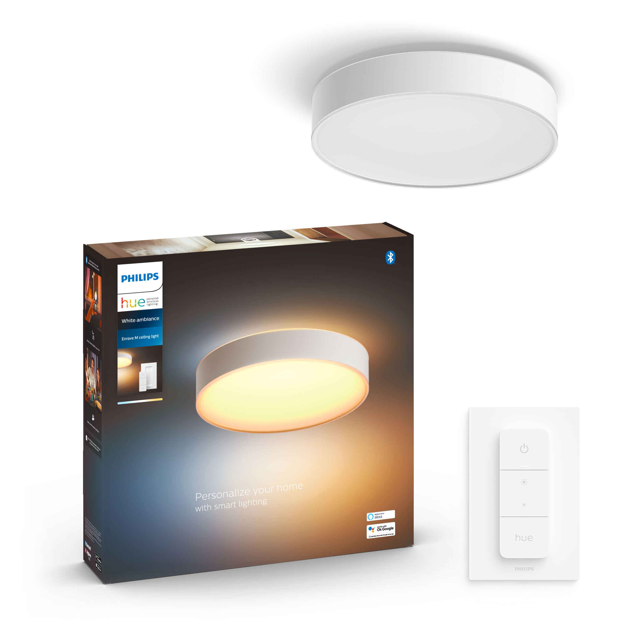Philips Hue Enrave M WA BT Plafond i hvid med fjernbetjening