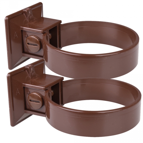Plastmo plastrørholder 90 mm i brun - 2 stk