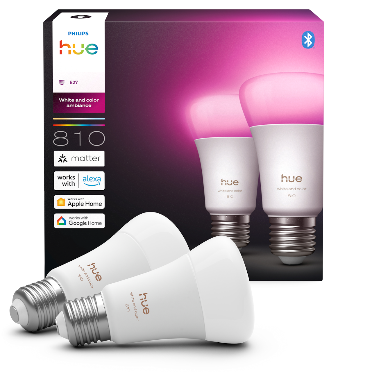 Philips Hue E27 White and Color Ambiance 810 lm pære