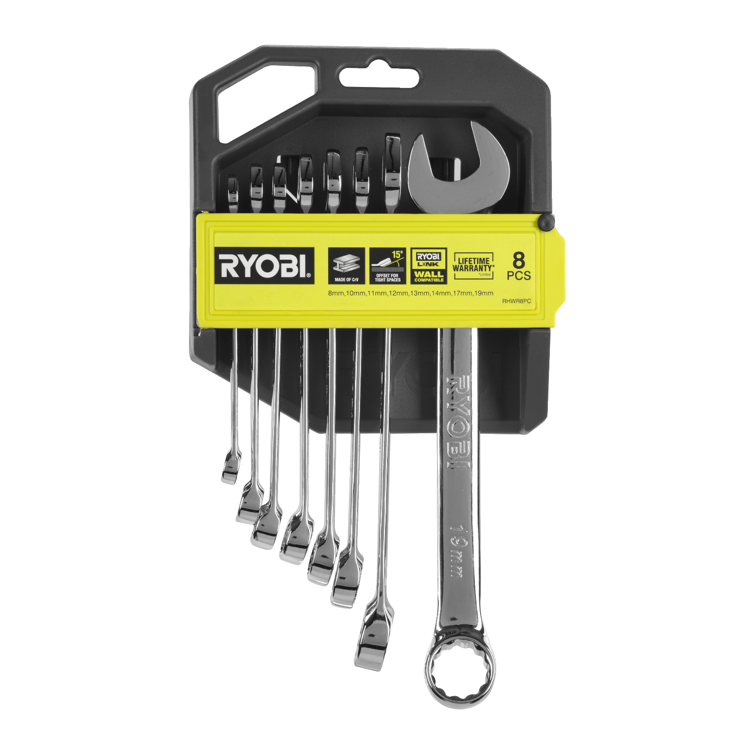 Ryobi RHWR8PC Ringgaffelnøglesæt med 8 dele