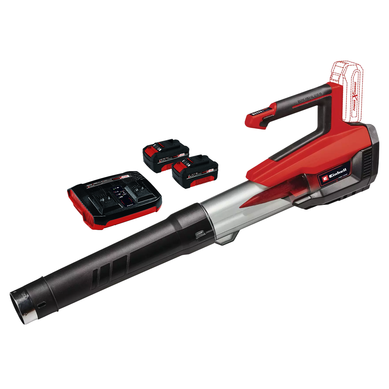 Einhell GP-LB 18/200 Li E Løvblæser med 2 stk. 4,0Ah batteri og dobbelt oplader