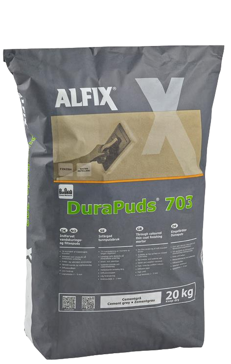 Alfix DuraPuds 703 Indfarvet vandskurings- og filtsepuds i cementgrå 20 kg