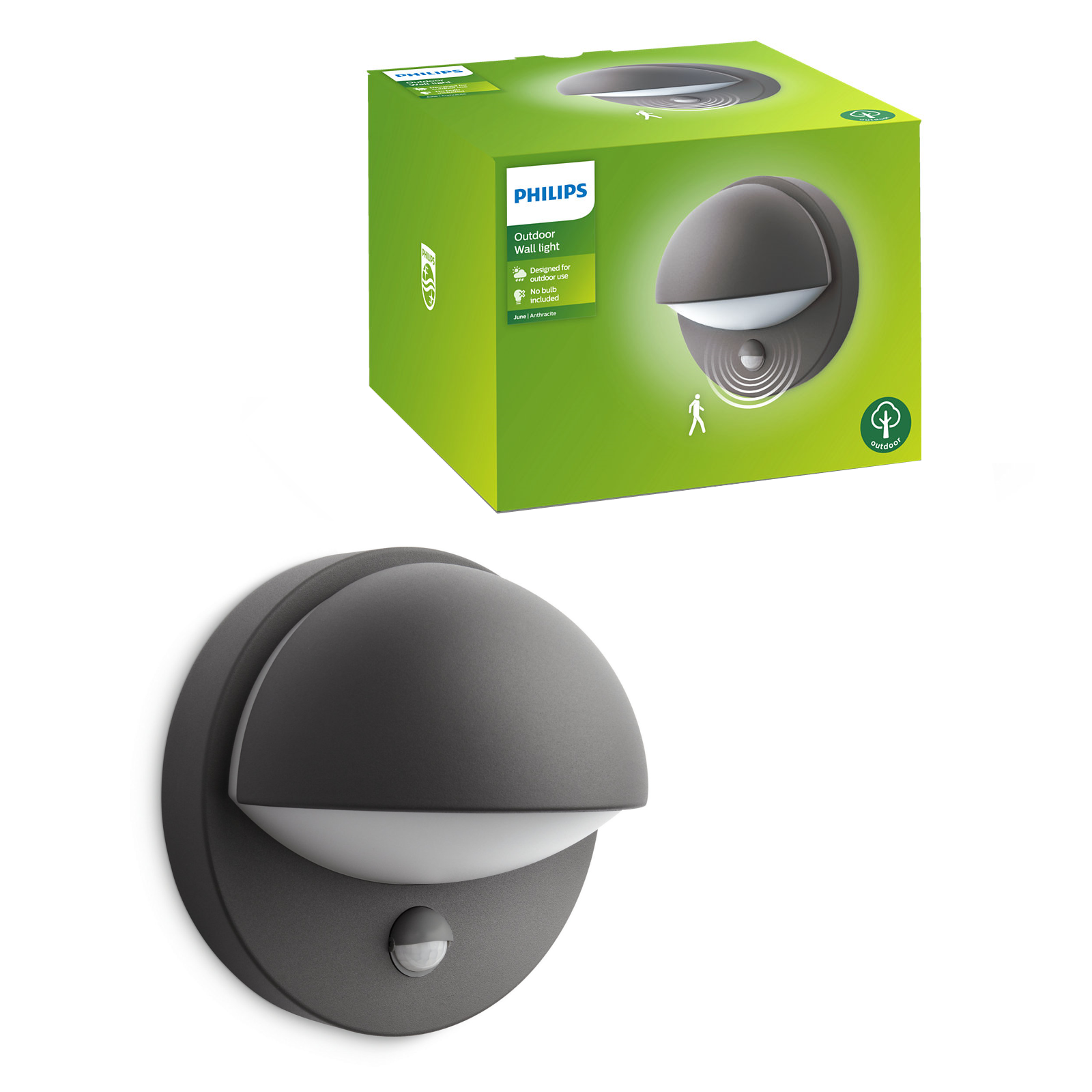 Philips myGarden Juni udendørs væglampe m/sensor i antracit - 162469316