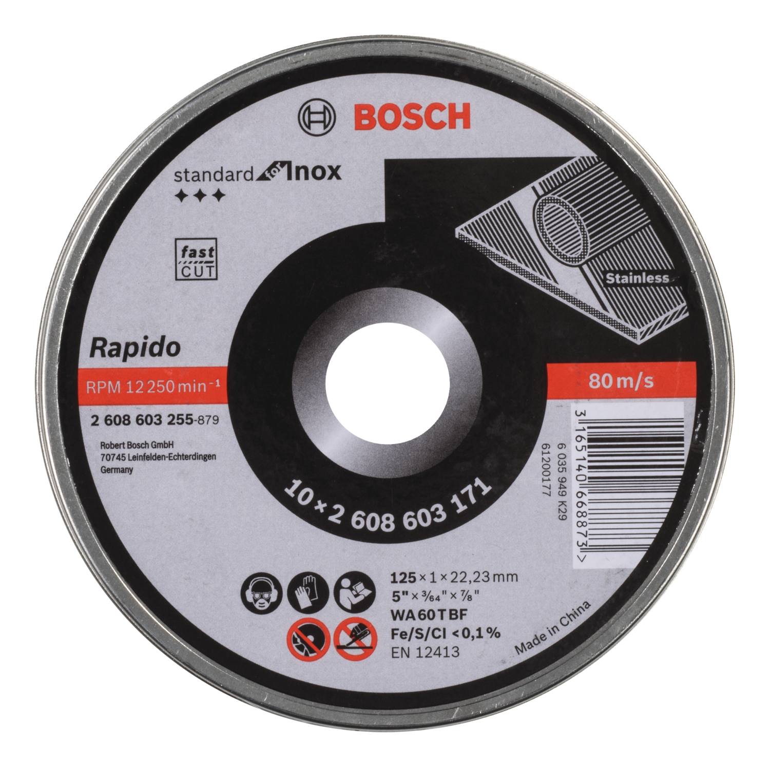 Bosch Skæreskive Lige Inox 125X1,0Mm 10 Stk