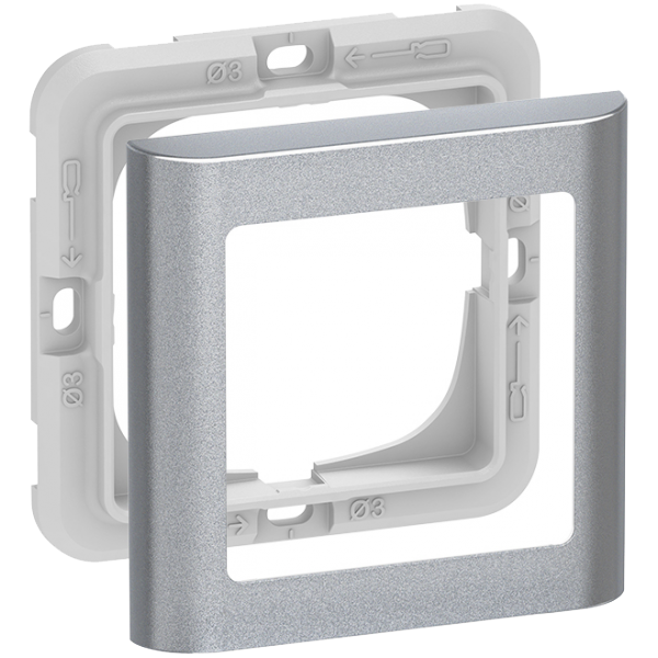 LK FUGA Soft designramme med monteringsramme 1 modul stålmetallic