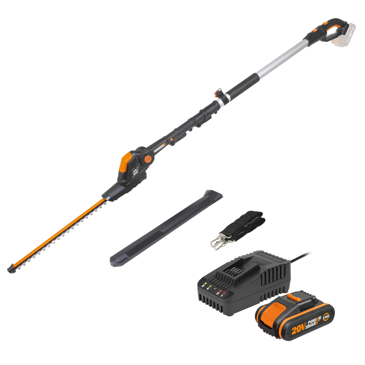 Worx WG252E 20V PowerShare Stanghækkeklipper med 2,0Ah batteri og lader