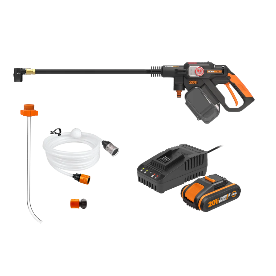 Worx WG633E.9 20V PowerShare Nitro Hydroshot Højtryksrenser med 2,0Ah batteri og lader
