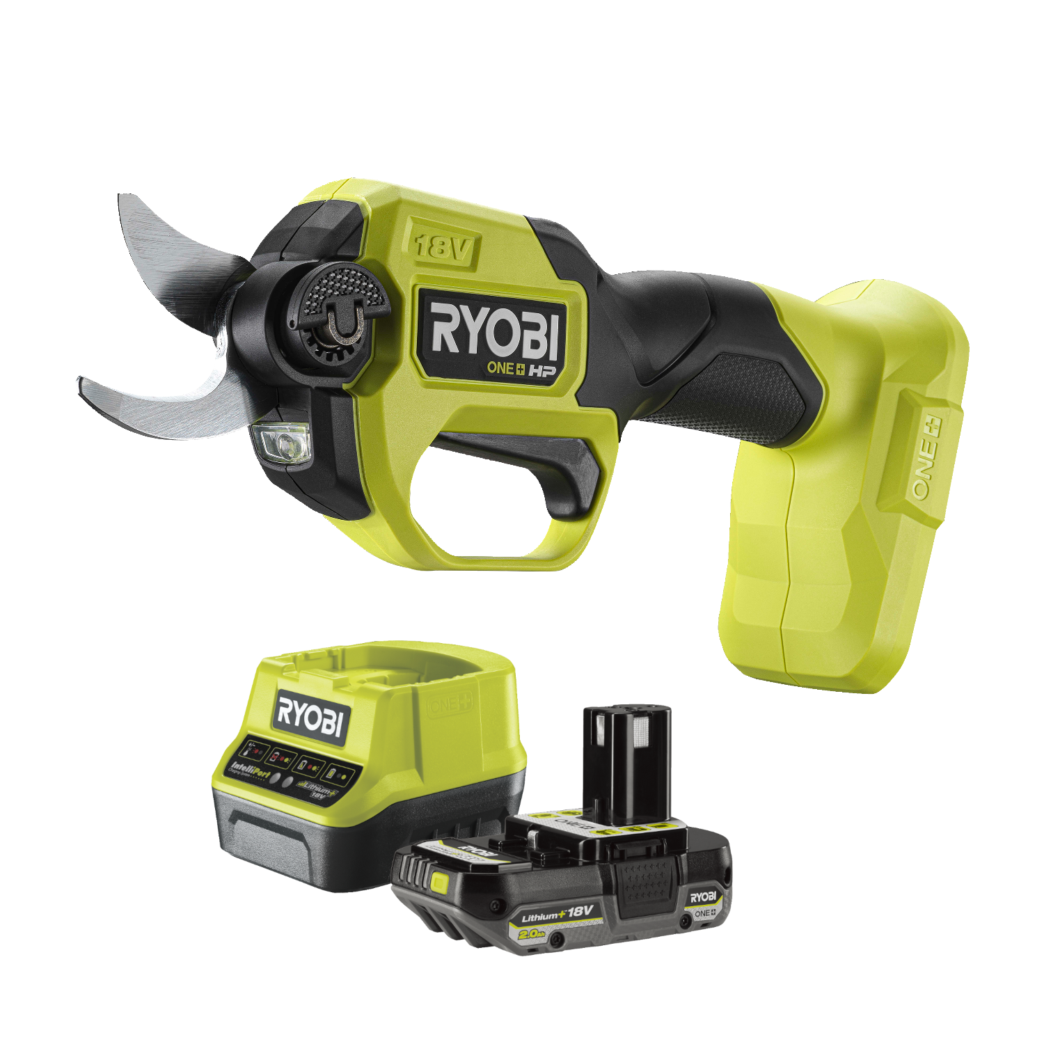 Ryobi RY18SCXA-0 ONE+ 18V HP Grensaks med 2,0Ah batteri og hurtiglader