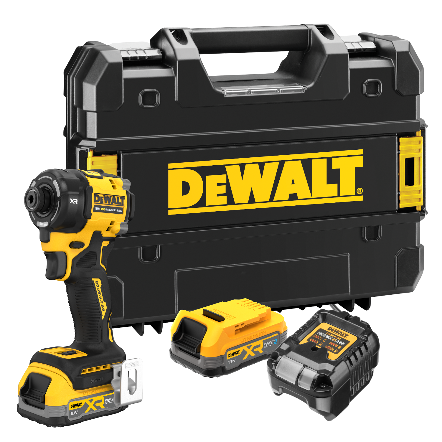Dewalt DCF870E2T-QW 18V XR Hydraulic Slagskruetrækker med 2 stk. 1,7Ah PowerStack batteri, lader og TSTAK