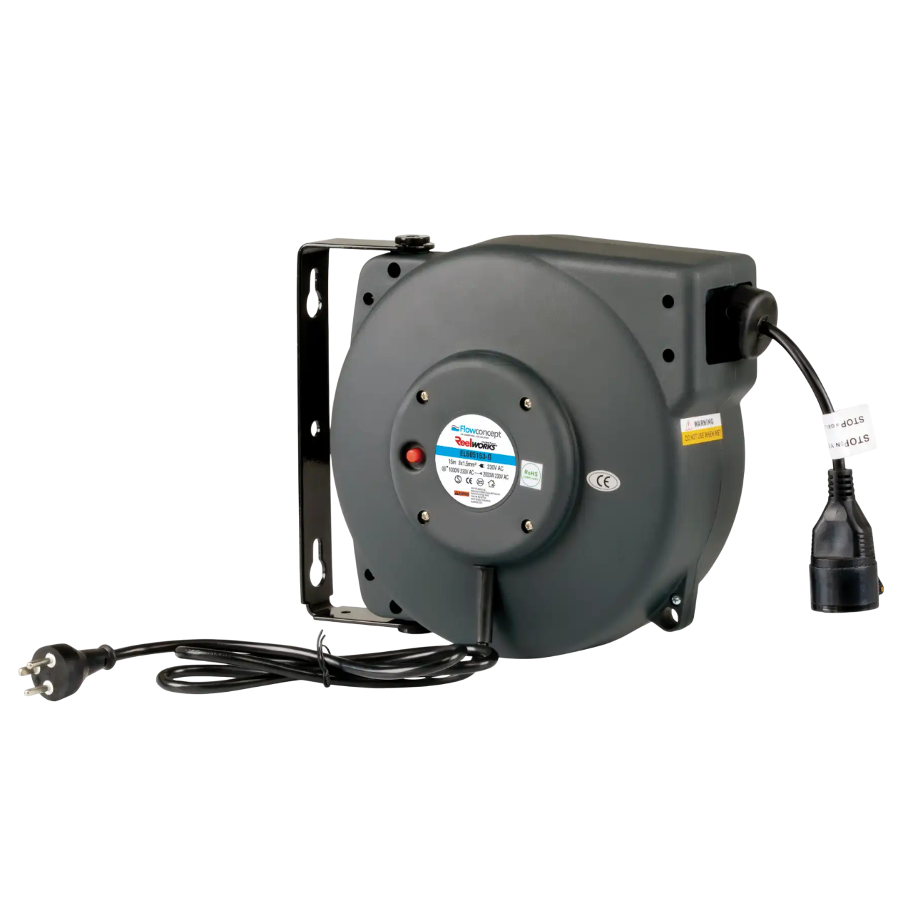 Flowconcept Automatisk Kabelopruller IP42 i grå - 15M