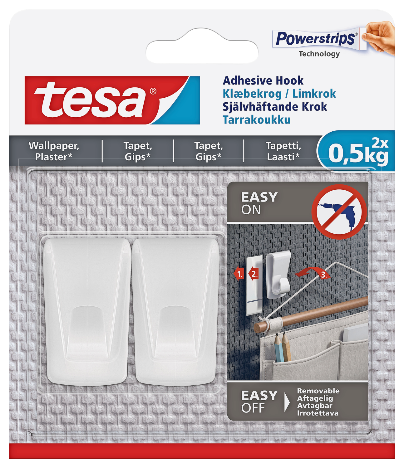 Tesa Klæbekrog X 2 Tsms Til Tapet 0,5Kg Hvid