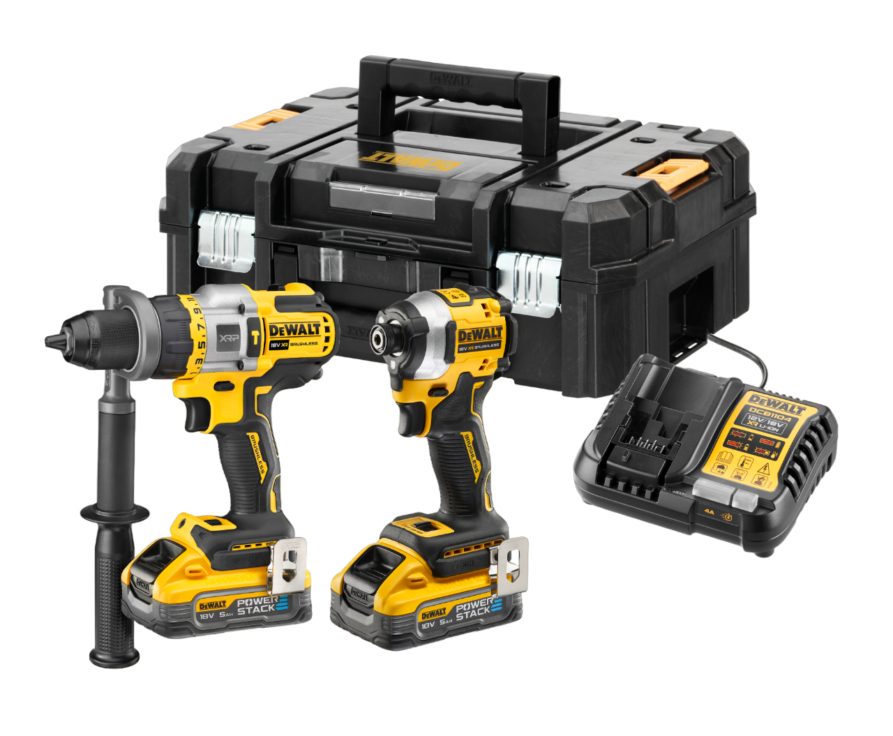 Dewalt DCK2052H2T-QW 18V XR Elværktøjssæt med 2 stk. 5,0Ah PowerStack batteri og lader