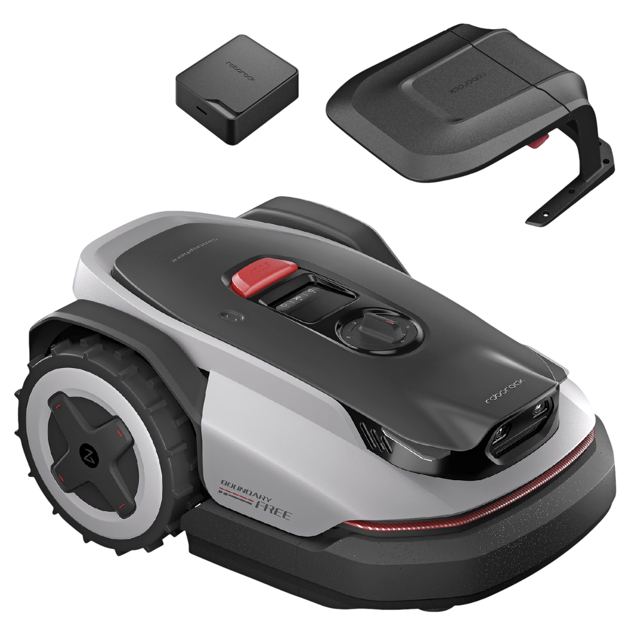 Roborock RockNeo Q110 Robotplæneklipper i lys grå inkl. garage og 4G-modul